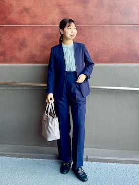 「アイテム（ノーカラージャケット）」を使った、すずき ちかさん（レディース・161cm）の秋コーディネート