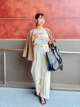 「アイテム（ノーカラージャケット）」を使った、すずき ちかさん（レディース・161cm）の夏コーディネート