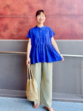 「NOLLEY'S LIGHT（ノーリーズライト）のアイテム（パンツ）」を使った、すずき ちかさん（レディース・161cm）の夏コーディネート