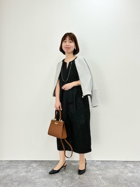 「小花柄ワンピース」｜すずき ちかさん（レディース・161cm）の冬コーディネート