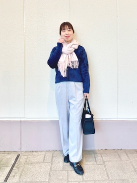 「アイテム（ストール/ショール）」を使った、すずき ちかさん（レディース・161cm）の冬コーディネート