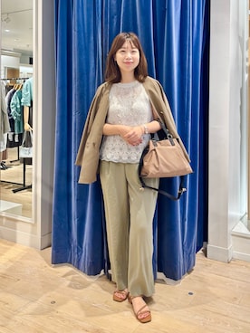 「アイテム（ジャケット/アウター、イエロー系）」を使った、すずき ちかさん（レディース・161cm）の夏コーディネート
