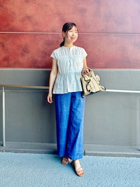 「ティアードブラウス」｜すずき ちかさん（レディース・161cm）の夏コーディネート