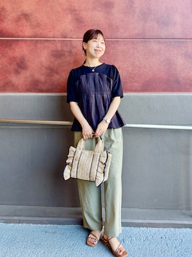 「NOLLEY'S LIGHT（ノーリーズライト）のアイテム（パンツ）」を使った、すずき ちかさん（レディース・161cm）の夏コーディネート