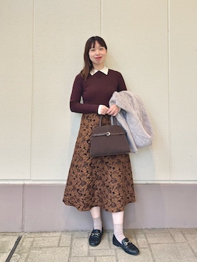 「アイテム（イヤリング）」を使った、すずき ちかさん（レディース・161cm）の秋コーディネート