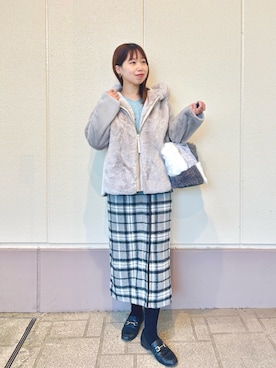 「アイテム（ムートンコート）」を使った、すずき ちかさん（レディース・161cm）の秋コーディネート