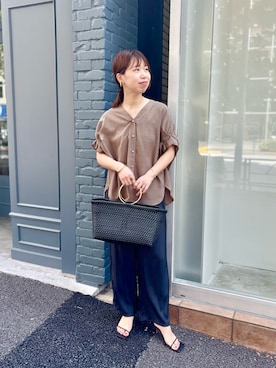 「アイテム（イヤリング、ゴールド系）」を使った、すずき ちかさん（レディース・161cm）の夏コーディネート