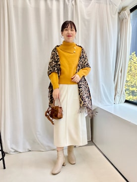 「アイテム（ストール/ショール）」を使った、すずき ちかさん（レディース・161cm）の秋コーディネート