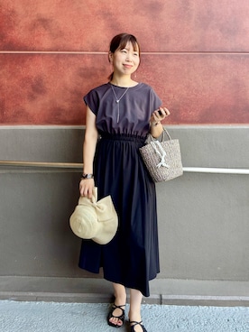 「アイテム（ワンピース）」を使った、すずき ちかさん（レディース・161cm）の夏コーディネート