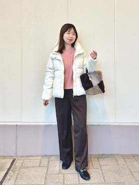 「アイテム（ダウンジャケット/コート）」を使った、すずき ちかさん（レディース・161cm）の冬コーディネート