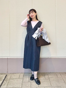 「アイテム（イヤリング）」を使った、すずき ちかさん（レディース・161cm）の秋コーディネート