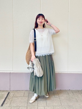 「MICO COULIER（ミコクリエ）のアイテム」を使った、すずき ちかさん（レディース・161cm）の春コーディネート