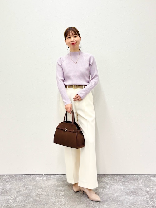 ニット セーター スーパーストレッチ ラメリブローネックプルオーバーニット レディース NOLLEY'S ニット セーター スーパーストレッチ ラメリブロー