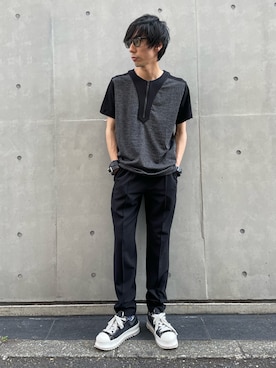 「厚底スニーカー」｜munenoreachさん（メンズ・174cm）の夏コーディネート