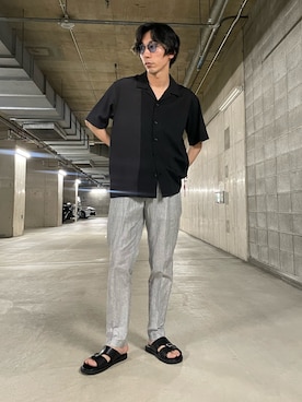 「5351 POUR LES HOMMES（ゴーサンゴーイチプールオム）のカラーブロック 半袖シャツ（シャツ/ブラウス）」を使った、munenoreachさん（メンズ・174cm・30代）の夏コーディネート