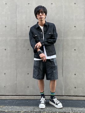 「アイテム（デニムジャケット）」を使った、munenoreachさん（メンズ・174cm・30代）の夏コーディネート