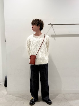 「SENSE OF PLACE by URBAN RESEARCH（センスオブプレイスバイアーバンリサーチ）のネップワイドダブルスラックス（スラックス）」を使った、ぐっぴーさん（メンズ・168cm）の秋コーディネート