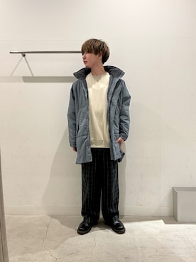 「アイテム（ダウンジャケット/コート、ブルー系）」を使った、ぐっぴーさん（メンズ・168cm）の秋コーディネート