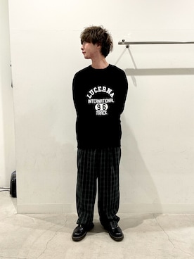 「アイテム（スラックス、グリーン系）」を使った、ぐっぴーさん（メンズ・168cm）の秋コーディネート