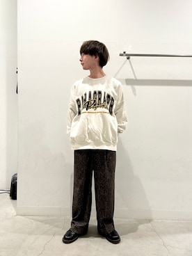 「SENSE OF PLACE by URBAN RESEARCH（センスオブプレイスバイアーバンリサーチ）のネップワイドダブルスラックス（スラックス）」を使った、ぐっぴーさん（メンズ・168cm）の秋コーディネート