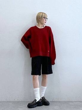 「アイテム（メガネ、グレー系）」を使った、たけおさん（レディース・157cm）の秋コーディネート