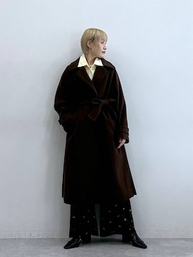 「アイテム（ステンカラーコート）」を使った、たけおさん（レディース・157cm）の秋コーディネート