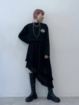 「RAGEBLUE（レイジブルー）のアイテム（ブーツ）」を使った、たけおさん（レディース・157cm）の冬コーディネート