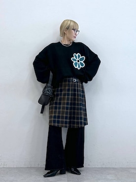 「アイテム（メガネ）」を使った、たけおさん（レディース・157cm）の秋コーディネート
