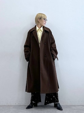 「アイテム（ステンカラーコート）」を使った、たけおさん（レディース・157cm）の秋コーディネート