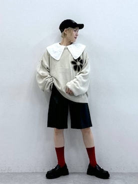 「RAGEBLUE（レイジブルー）のアイテム（帽子）」を使った、たけおさん（レディース・157cm）の秋コーディネート