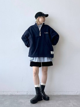 「RAGEBLUE（レイジブルー）のアイテム（帽子）」を使った、たけおさん（レディース・157cm）の秋コーディネート