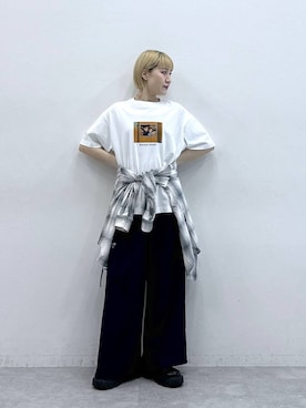 「RAGEBLUE（レイジブルー）の抗菌・防臭/トラックソール厚底コインローファー（ローファー、ブラック系）」を使った、たけおさん（レディース・157cm）の春コーディネート