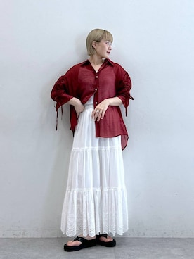 「RAGEBLUE（レイジブルー）のアイテム（スカート）」を使った、たけおさん（レディース・157cm）の夏コーディネート