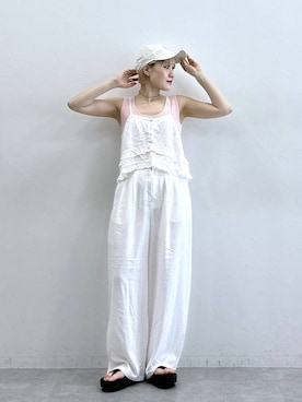 「RAGEBLUE（レイジブルー）のアイテム（キャップ）」を使った、たけおさん（レディース・157cm）の春コーディネート