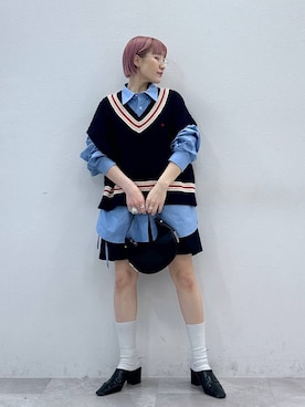 「アイテム（ベスト）」を使った、たけおさん（レディース・157cm・30代）の冬コーディネート