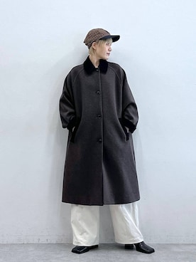 「RAGEBLUE（レイジブルー）のアイテム（ステンカラーコート）」を使った、たけおさん（レディース・157cm）の秋コーディネート