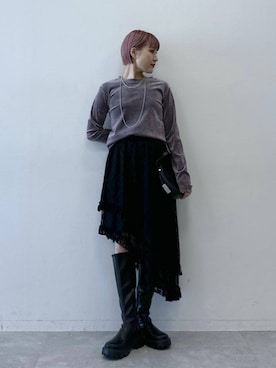 「RAGEBLUE（レイジブルー）のアイテム（ブーツ）」を使った、たけおさん（レディース・157cm）の冬コーディネート
