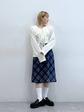 「アイテム（ローファー）」を使った、たけおさん（レディース・157cm・30代）の夏コーディネート