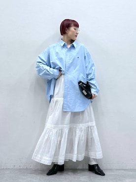 「RAGEBLUE（レイジブルー）のアイテム（スカート）」を使った、たけおさん（レディース・157cm）の春コーディネート