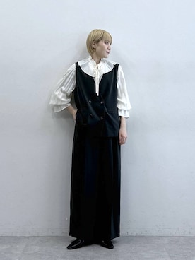 「RAGEBLUE（レイジブルー）のアイテム（スラックス）」を使った、たけおさん（レディース・157cm）の春コーディネート