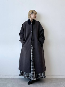 「アイテム（ステンカラーコート）」を使った、たけおさん（レディース・157cm・30代）の冬コーディネート