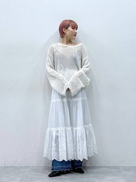 「RAGEBLUE（レイジブルー）のアイテム（ニット/セーター）」を使った、たけおさん（レディース・157cm）の春コーディネート