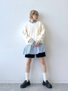 「RAGEBLUE（レイジブルー）のアイテム（Tシャツ/カットソー）」を使った、たけおさん（レディース・157cm）の秋コーディネート