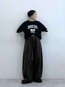 「アイテム（帽子）」を使った、たけおさん（レディース・157cm）の春コーディネート