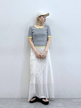 「RAGEBLUE（レイジブルー）の【NEW ERA/ニューエラ】9TWENTY COTLIN（キャップ、ホワイト系）」を使った、たけおさん（レディース・157cm）の春コーディネート
