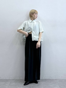 「RAGEBLUE（レイジブルー）のアイテム（スラックス）」を使った、たけおさん（レディース・157cm）の春コーディネート