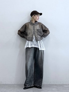 「RAGEBLUE（レイジブルー）のアイテム」を使った、たけおさん（レディース・157cm）の夏コーディネート