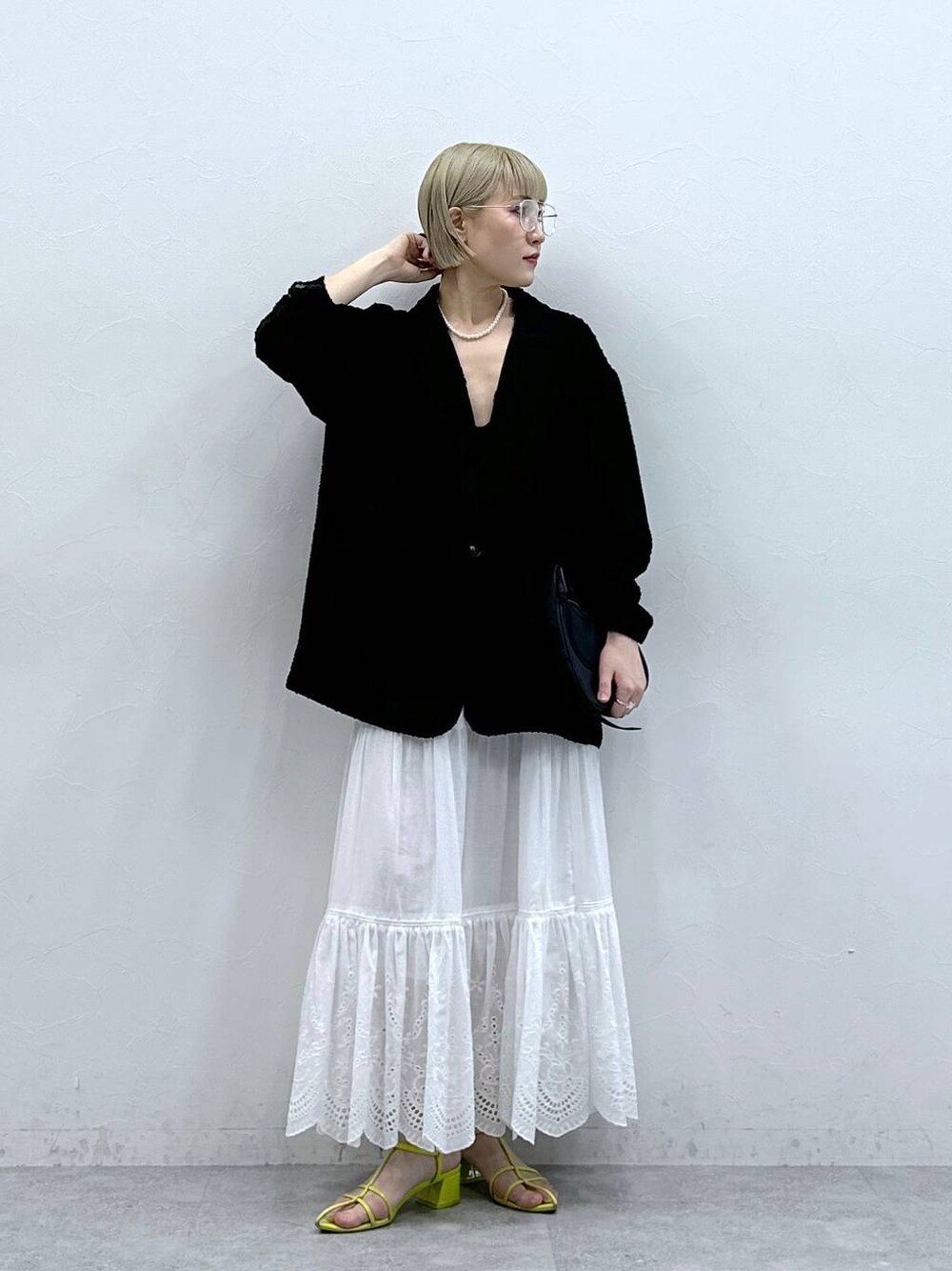 「RAGEBLUEのアソートアイウェア（メガネ、ブラック系）」を使った、たけおさん（レディース・157cm）の夏コーディネートの1枚目の写真