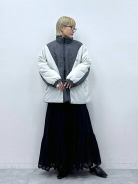「RAGEBLUE（レイジブルー）のアイテム（ダウンジャケット/コート）」を使った、たけおさん（レディース・157cm）の秋コーディネート