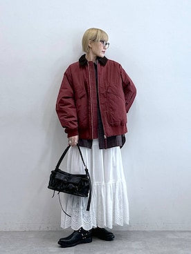 「アイテム（ダウンジャケット/コート）」を使った、たけおさん（レディース・157cm・30代）の秋コーディネート